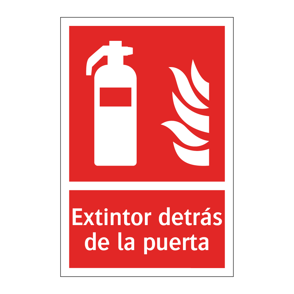 Extintor detrás de la puerta