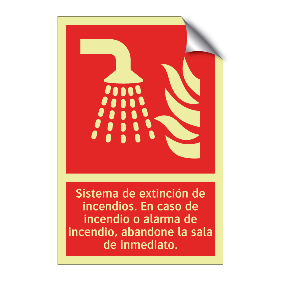 Sistema de extinción de incendios. En caso de incendio o alarma de incendio, abandone la sala de inmediato.