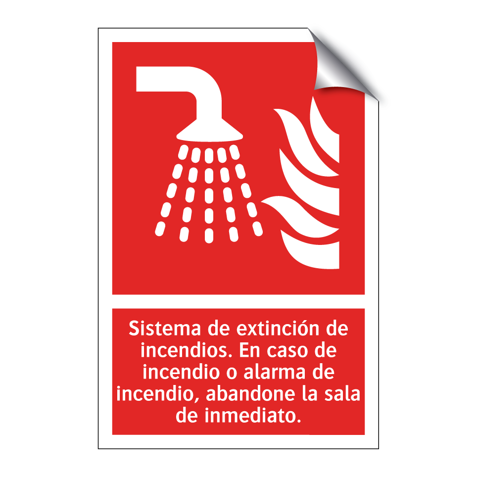 Sistema de extinción de incendios. En caso de incendio o alarma de incendio, abandone la sala de inmediato.