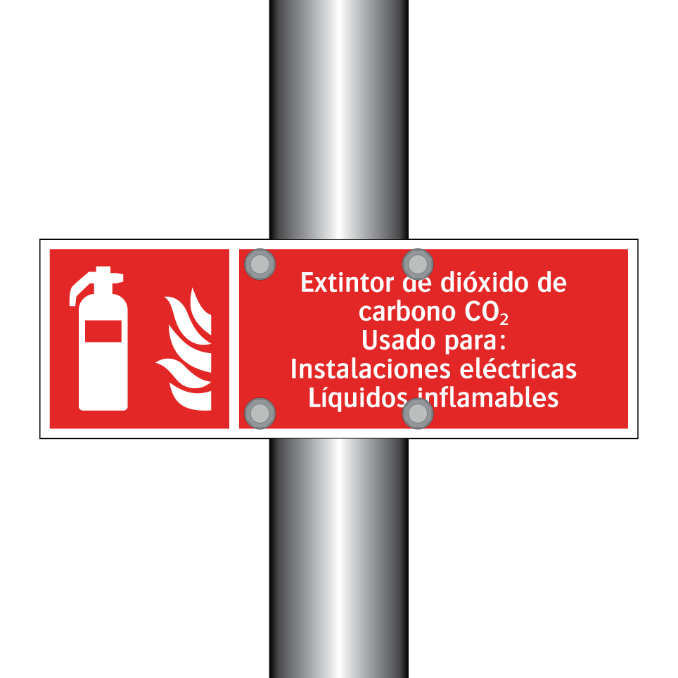 Extintor de dióxido de carbono CO₂ Usado para: Instalaciones eléctricas Líquidos inflamables