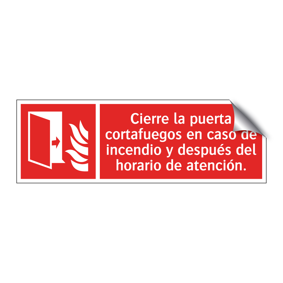Cierre la puerta cortafuegos en caso de incendio y después del horario de atención.