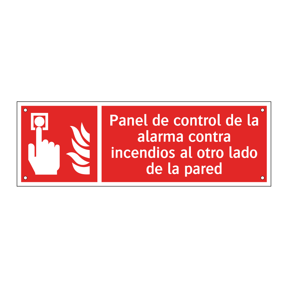 Panel de control de la alarma contra incendios al otro lado de la pared