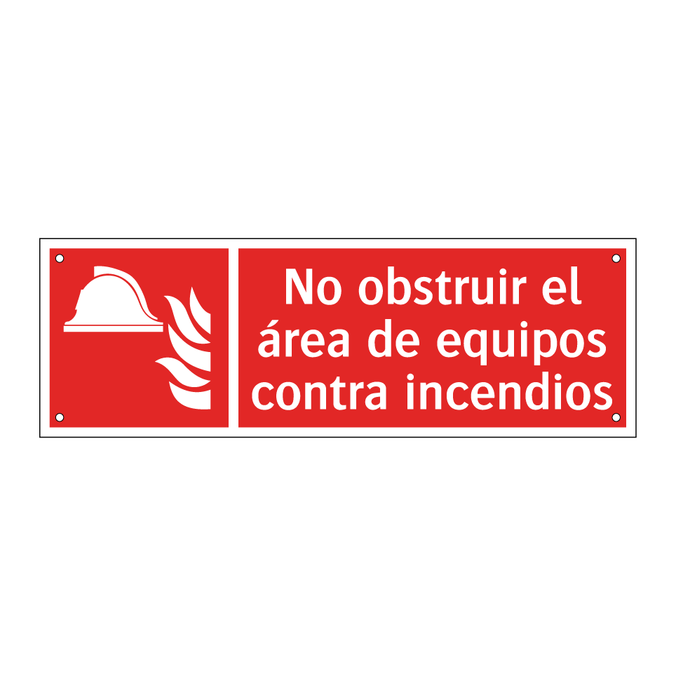 No obstruir el área de equipos contra incendios