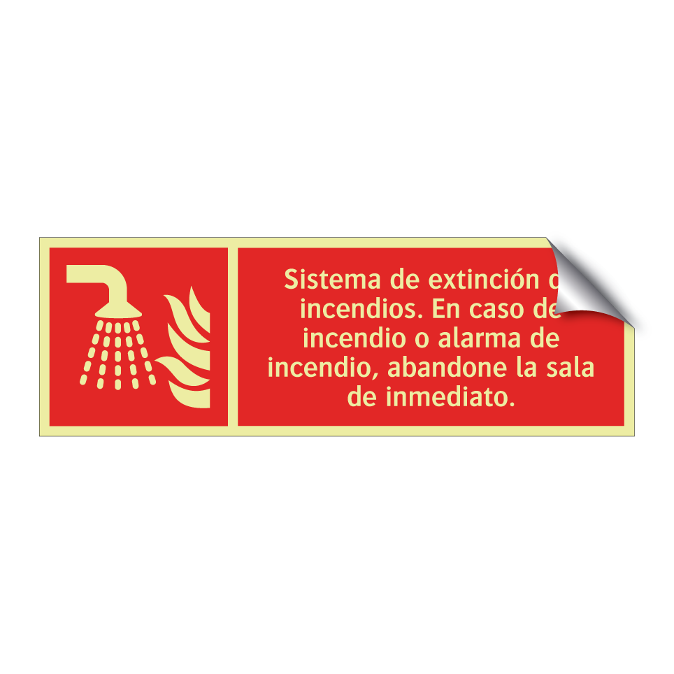 Sistema de extinción de incendios. En caso de incendio o alarma de incendio, abandone la sala de inmediato.