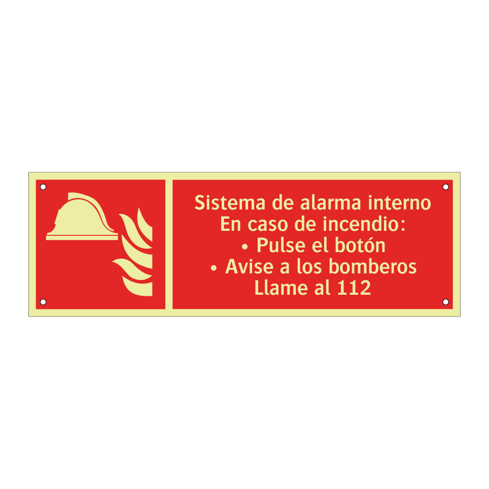 Sistema de alarma interno En caso de incendio: • Pulse el botón • Avise a los bomberos Llame al 112