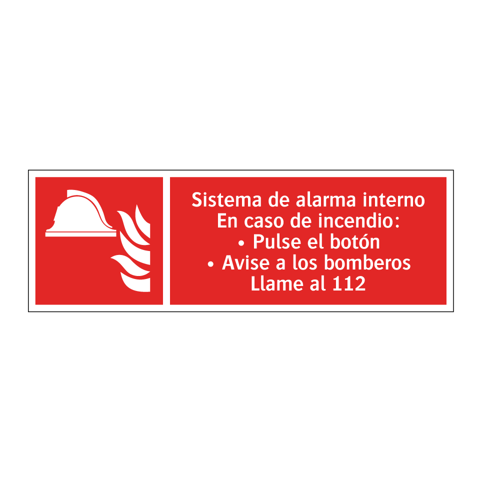 Sistema de alarma interno En caso de incendio: • Pulse el botón • Avise a los bomberos Llame al 112