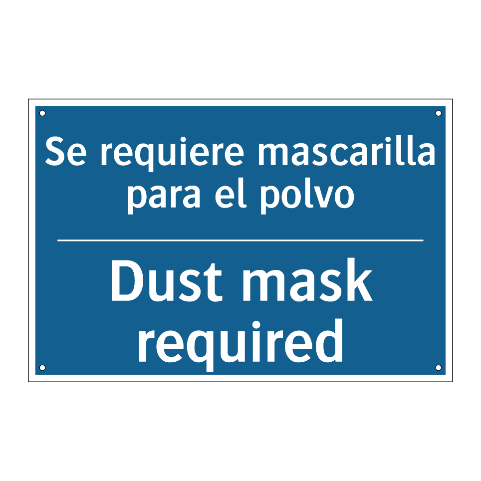 Se requiere mascarilla para el  /.../ - Dust mask required