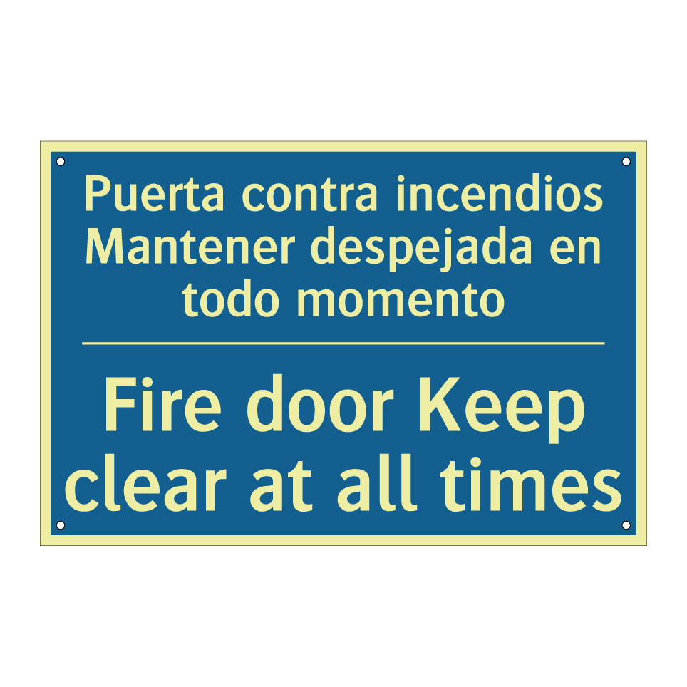Puerta contra incendios Mantener  /.../ - Fire door Keep clear at all times /.../