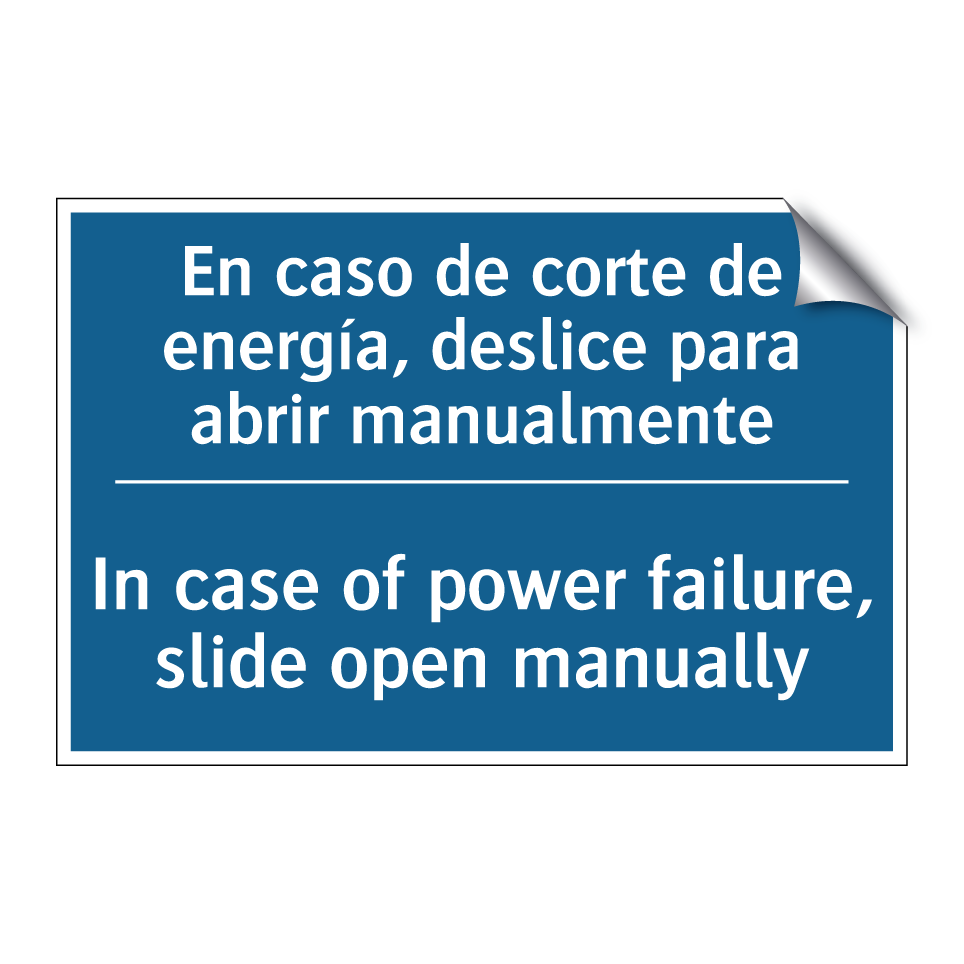 En caso de corte de energía, deslice  /.../ - In case of power failure, slide  /.../
