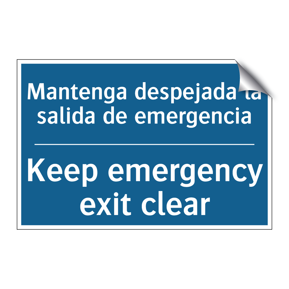 Mantenga despejada la salida de  /.../ - Keep emergency exit clear