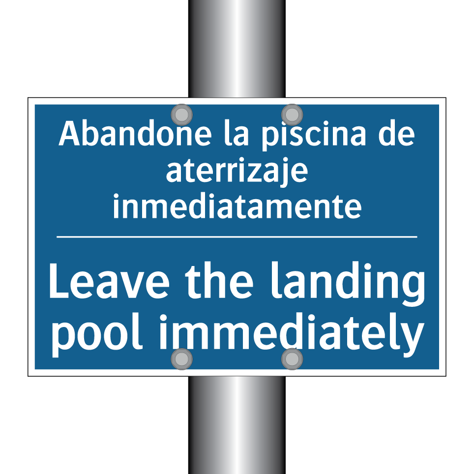 Abandone la piscina de aterrizaje  /.../ - Leave the landing pool immediately /.../