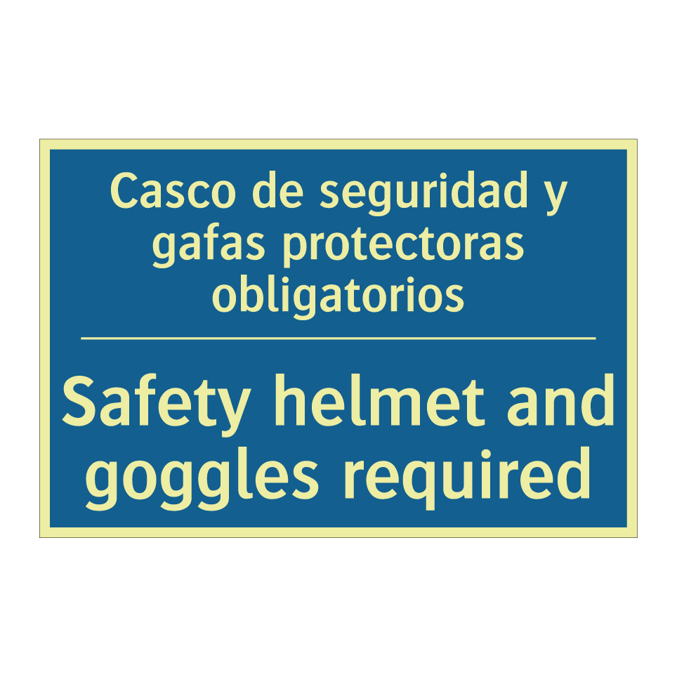 Casco de seguridad y gafas protectoras  /.../ - Safety helmet and goggles required /.../