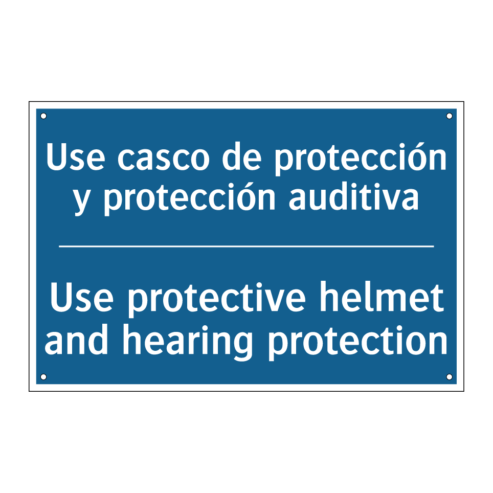 Use casco de protección y protección  /.../ - Use protective helmet and hearing  /.../