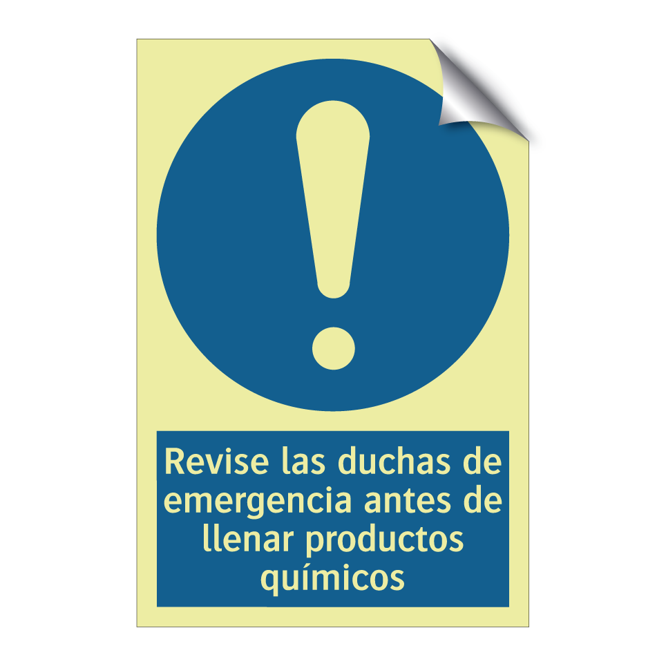 Revise las duchas de emergencia antes de llenar productos químicos