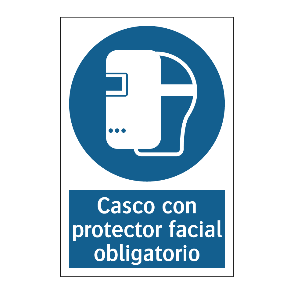 Casco con protector facial obligatorio