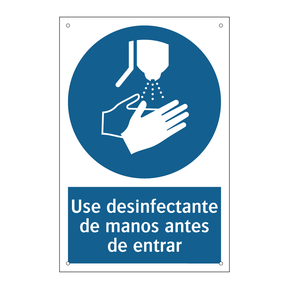 Use desinfectante de manos antes de entrar