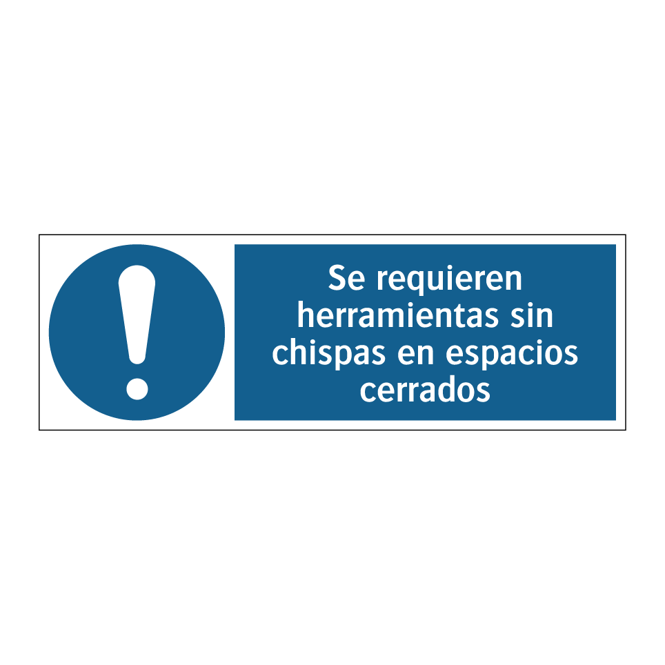 Se requieren herramientas sin chispas en espacios cerrados