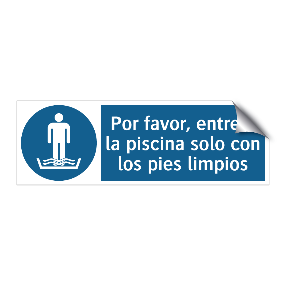 Por favor, entre a la piscina solo con los pies limpios