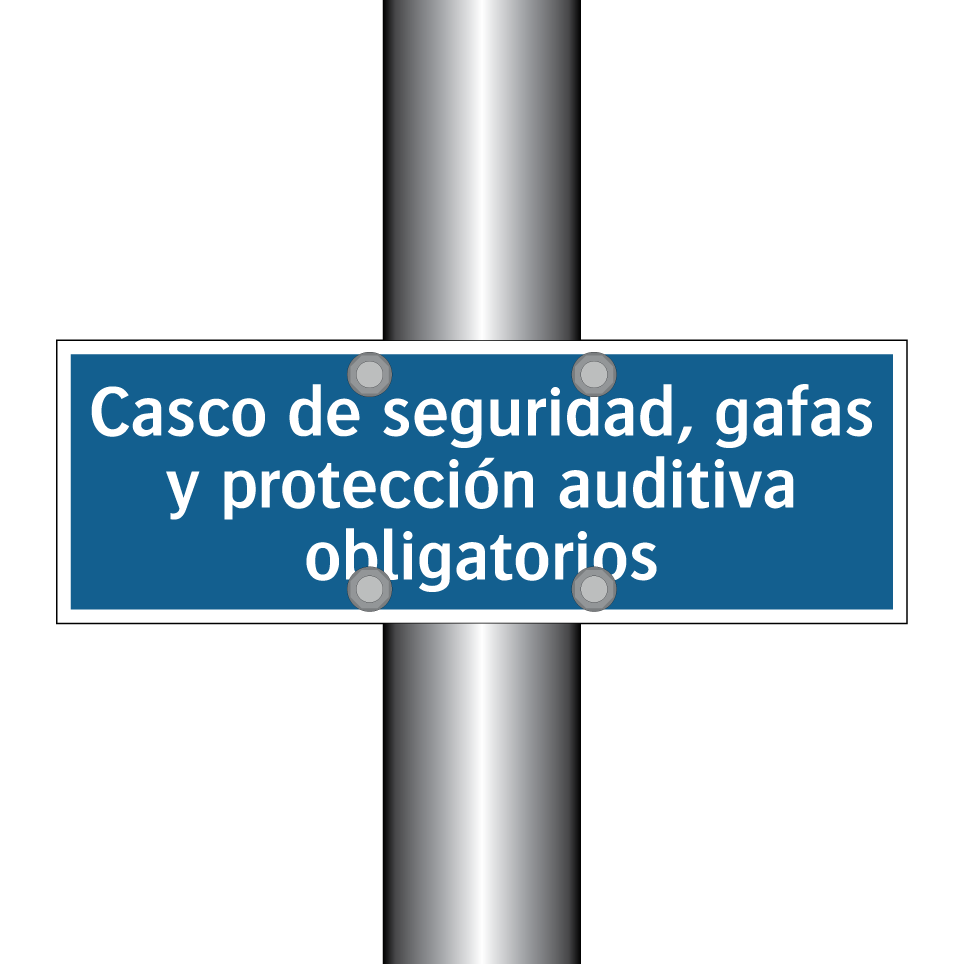 Casco de seguridad, gafas y protección auditiva obligatorios
