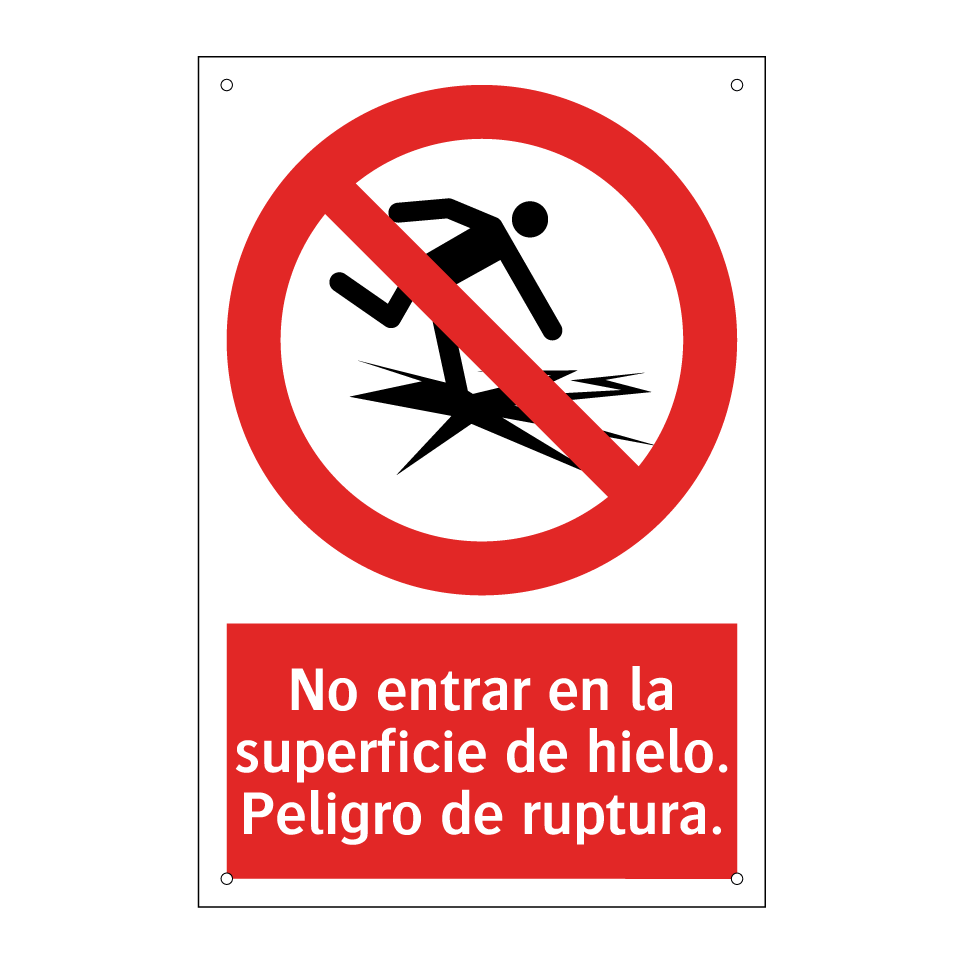 No entrar en la superficie de hielo. Peligro de ruptura.