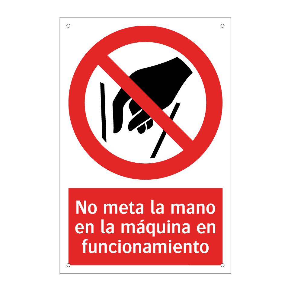 No meta la mano en la máquina en funcionamiento