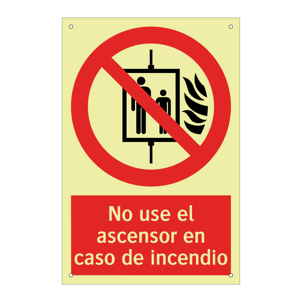 No use el ascensor en caso de incendio