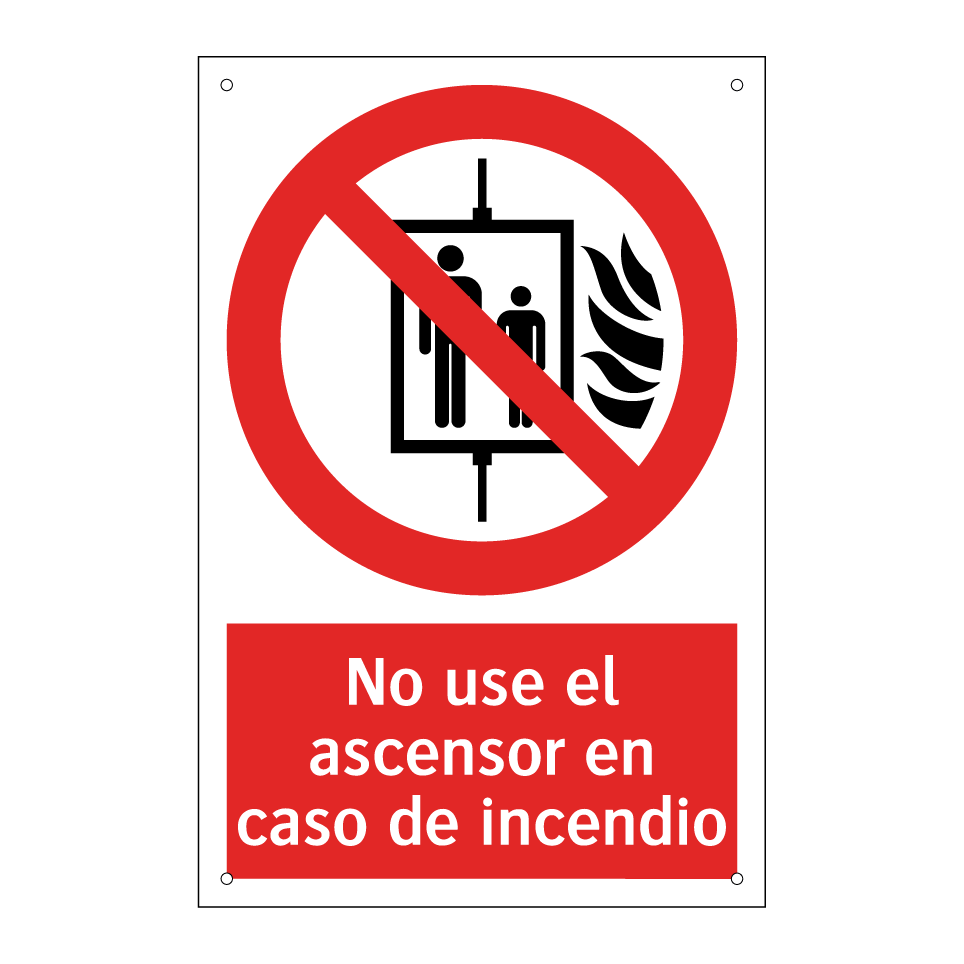 No use el ascensor en caso de incendio