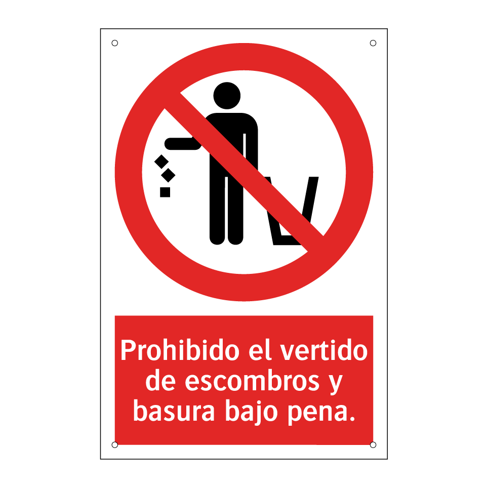 Prohibido el vertido de escombros y basura bajo pena.