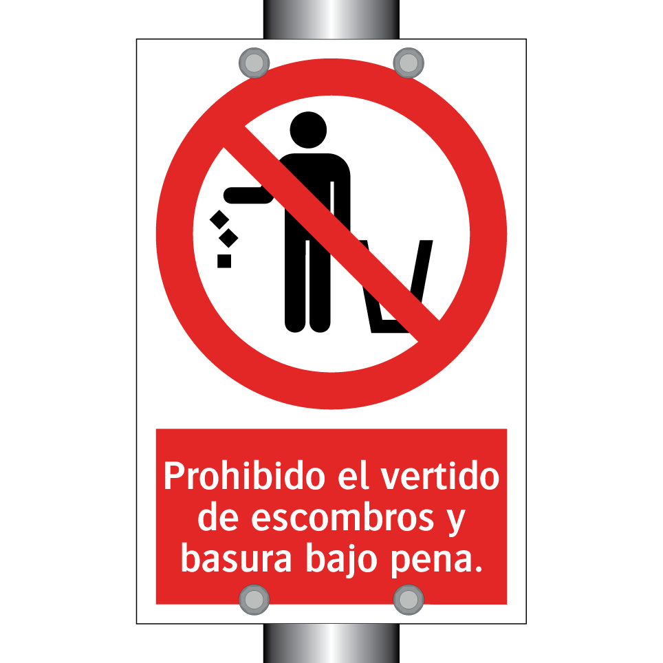 Prohibido el vertido de escombros y basura bajo pena.