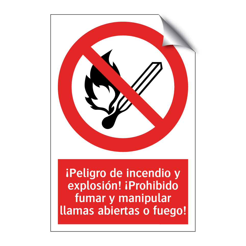 ¡Peligro de incendio y explosión! ¡Prohibido fumar y manipular llamas abiertas o fuego!