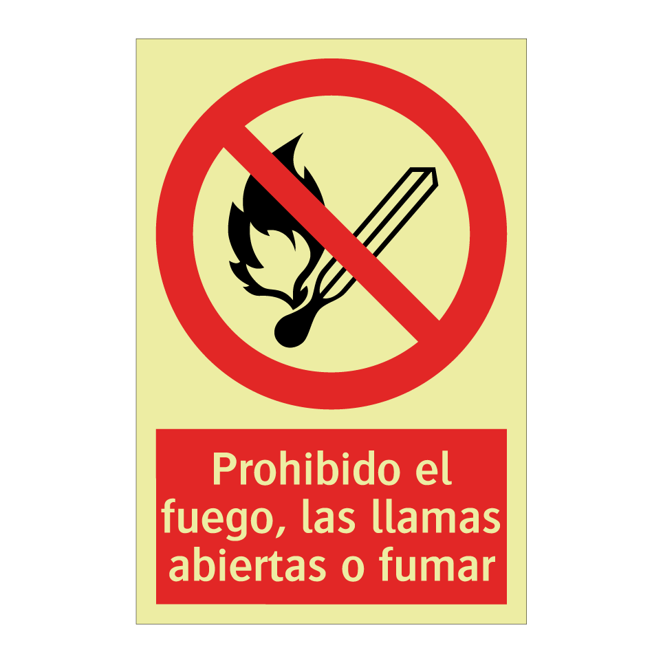 Prohibido el fuego, las llamas abiertas o fumar