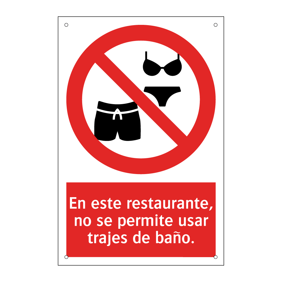 En este restaurante, no se permite usar trajes de baño.