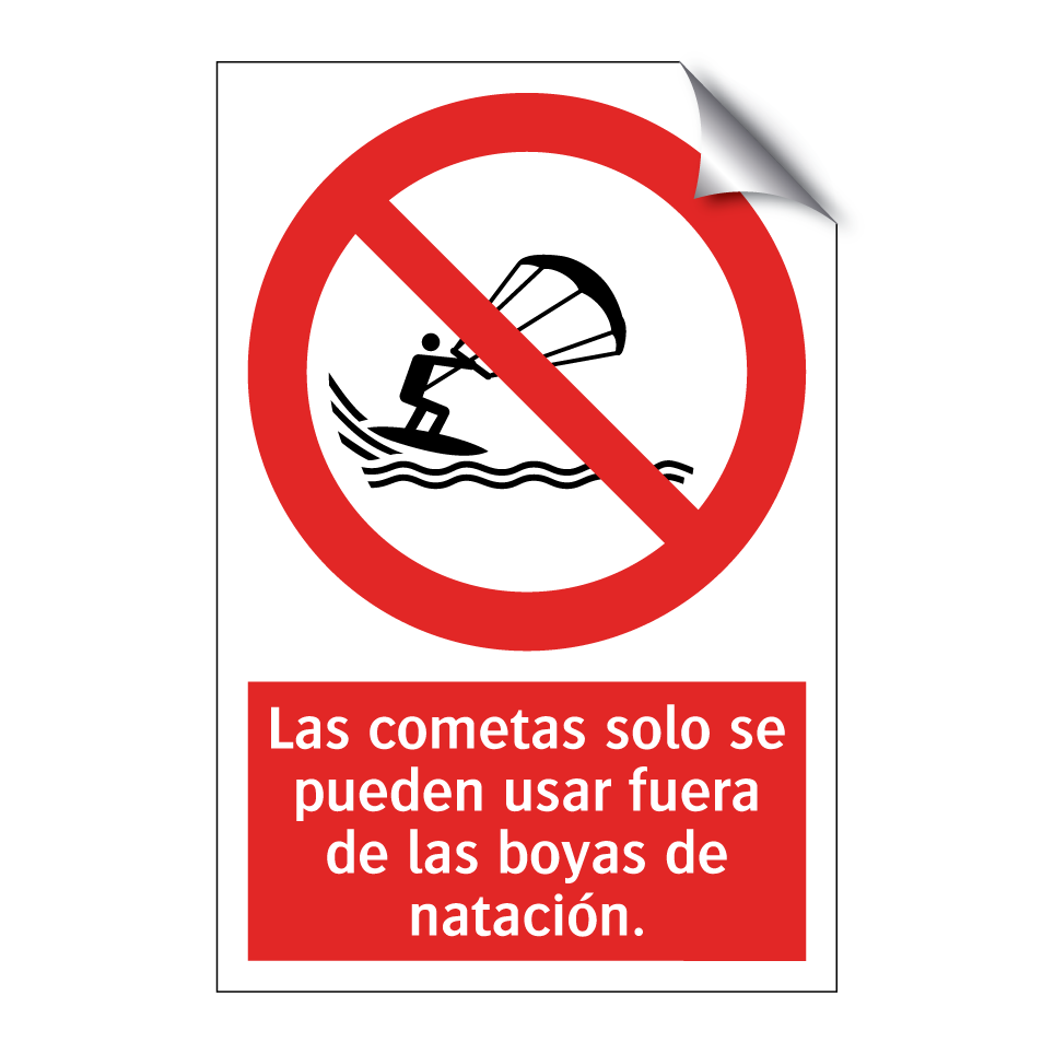 Las cometas solo se pueden usar fuera de las boyas de natación.