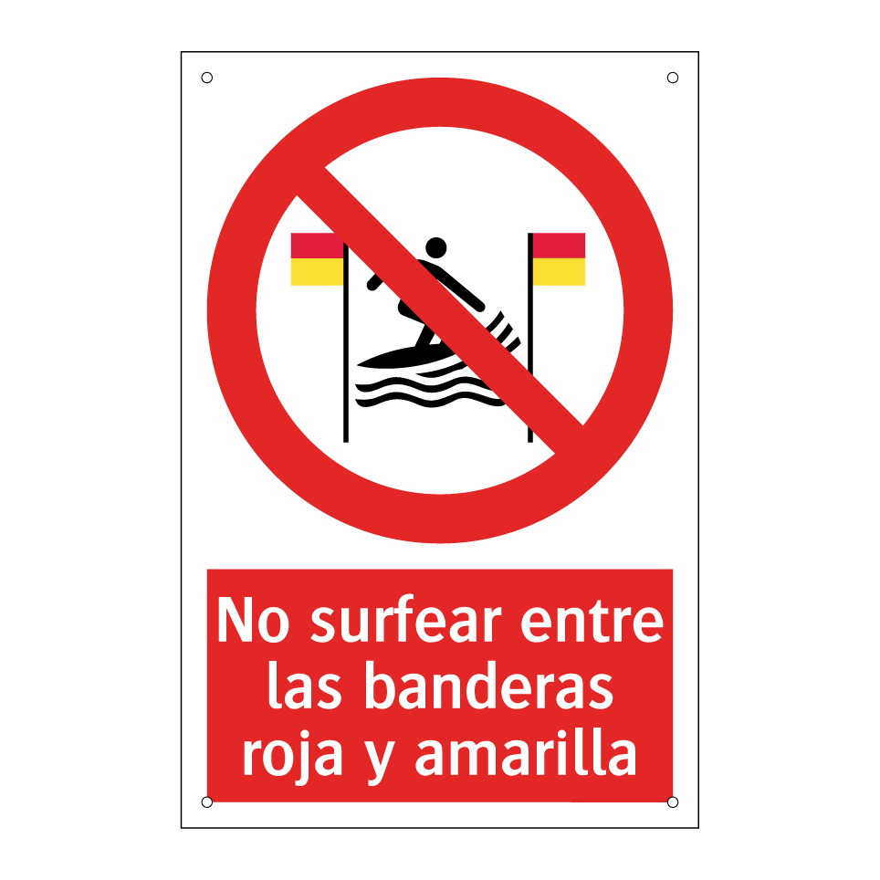 No surfear entre las banderas roja y amarilla