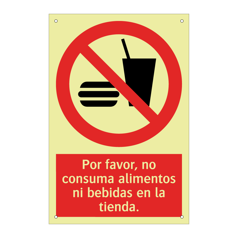 Por favor, no consuma alimentos ni bebidas en la tienda.