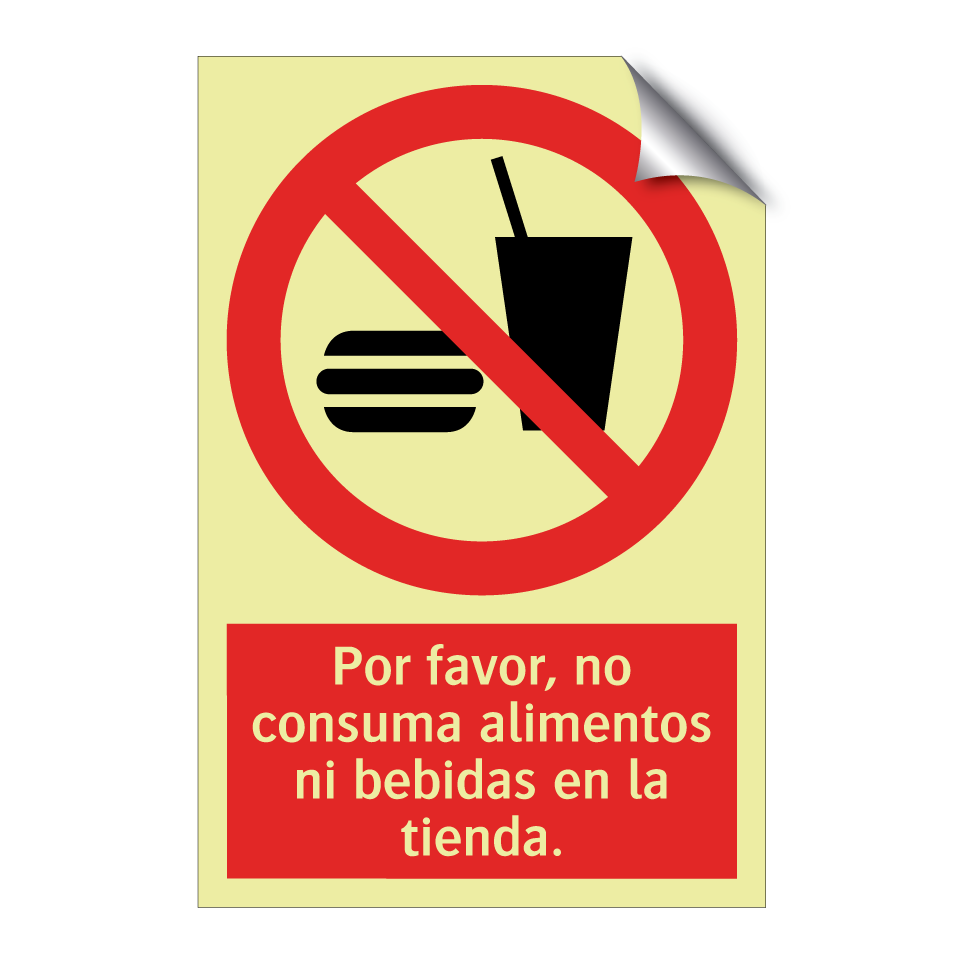 Por favor, no consuma alimentos ni bebidas en la tienda.