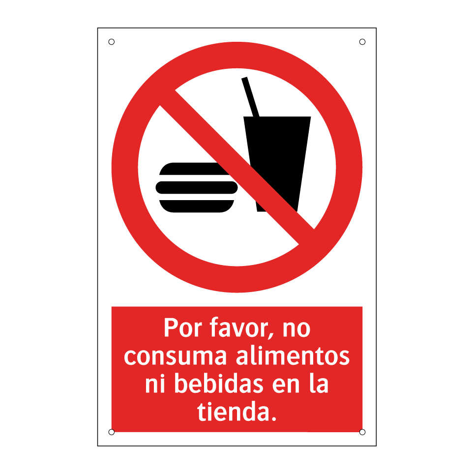 Por favor, no consuma alimentos ni bebidas en la tienda.