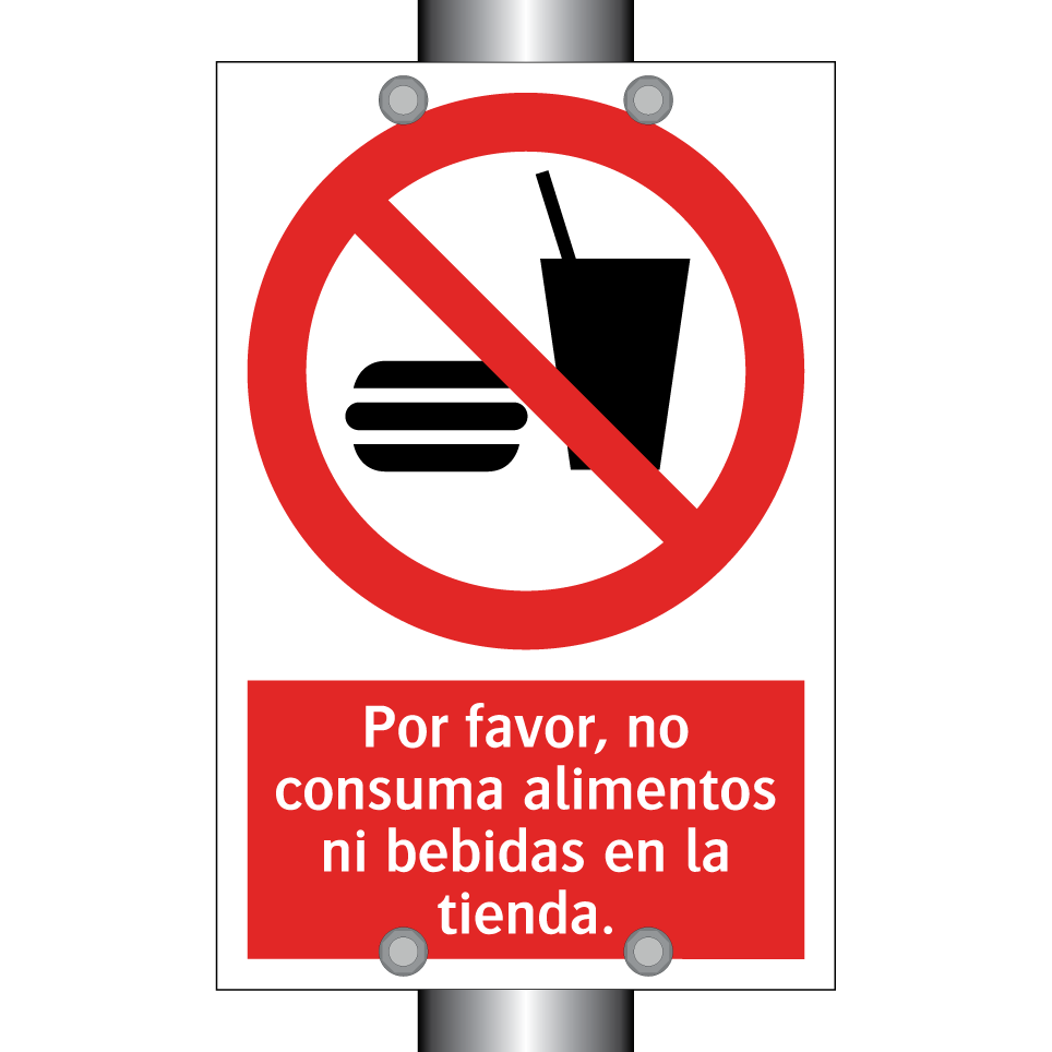 Por favor, no consuma alimentos ni bebidas en la tienda.