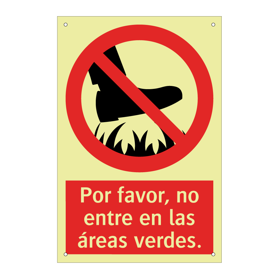 Por favor, no entre en las áreas verdes.