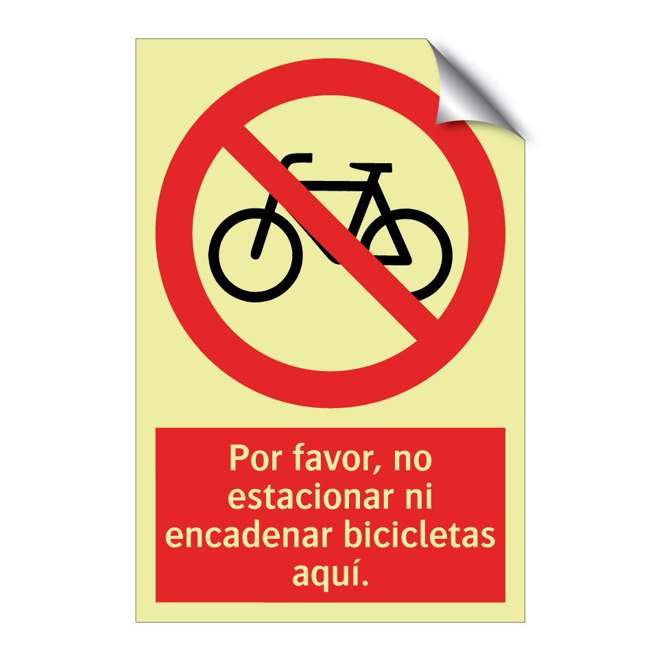 Por favor, no estacionar ni encadenar bicicletas aquí.