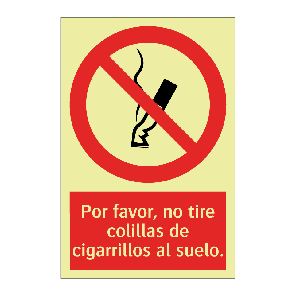 Por favor, no tire colillas de cigarrillos al suelo.