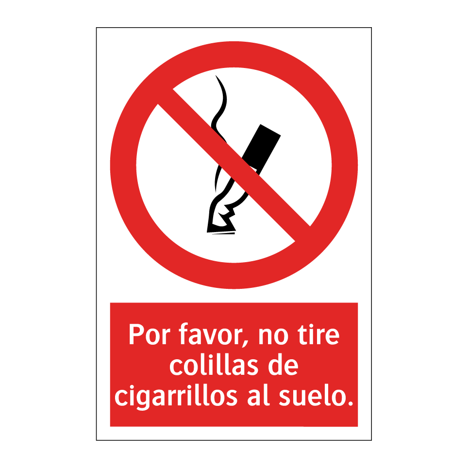 Por favor, no tire colillas de cigarrillos al suelo.