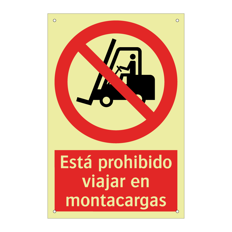 Está prohibido viajar en montacargas