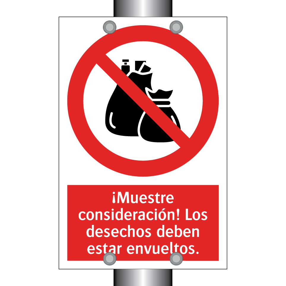 ¡Muestre consideración! Los desechos deben estar envueltos.