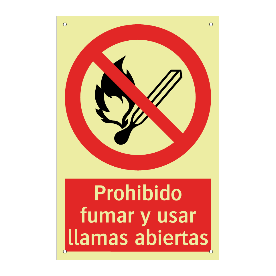 Prohibido fumar y usar llamas abiertas