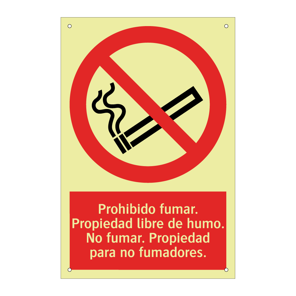 Prohibido fumar. Propiedad libre de humo. No fumar. Propiedad para no fumadores.