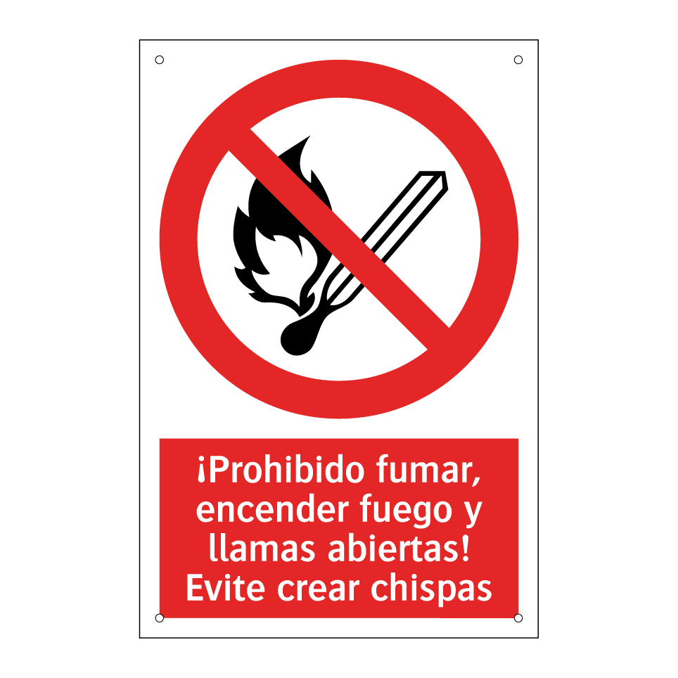 ¡Prohibido fumar, encender fuego y llamas abiertas! Evite crear chispas