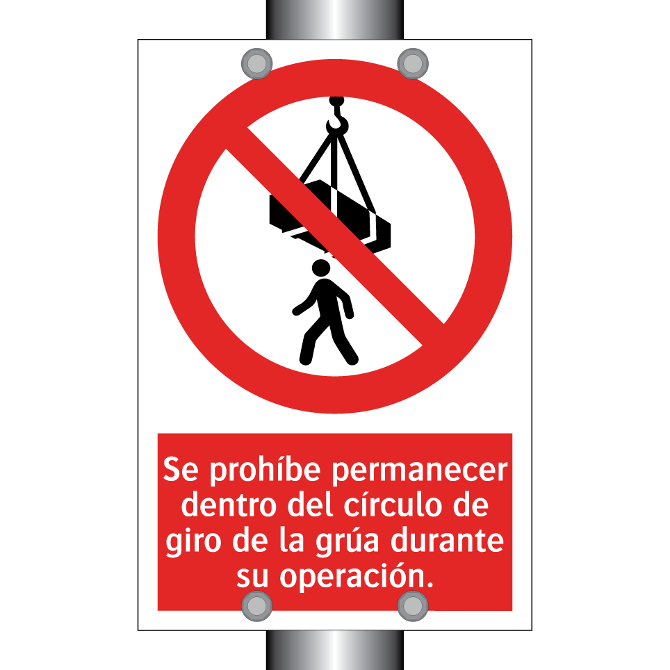 Se prohíbe permanecer dentro del círculo de giro de la grúa durante su operación.