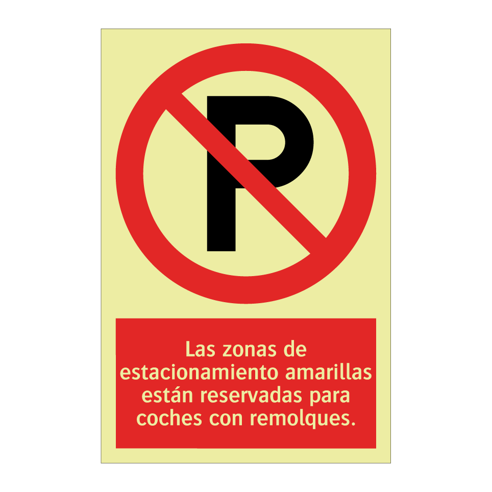 Las zonas de estacionamiento amarillas están reservadas para coches con remolques.