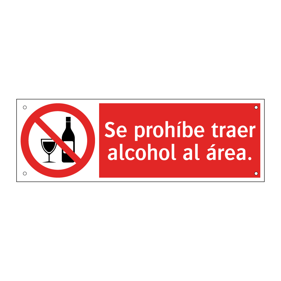 Se prohíbe traer alcohol al área.